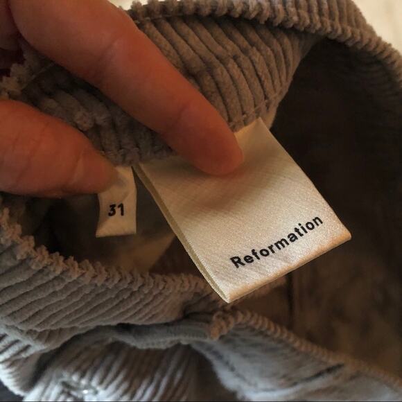 Reformation Jessie High Rise Corduroy Pants in Cloud - Picture 4 of 5